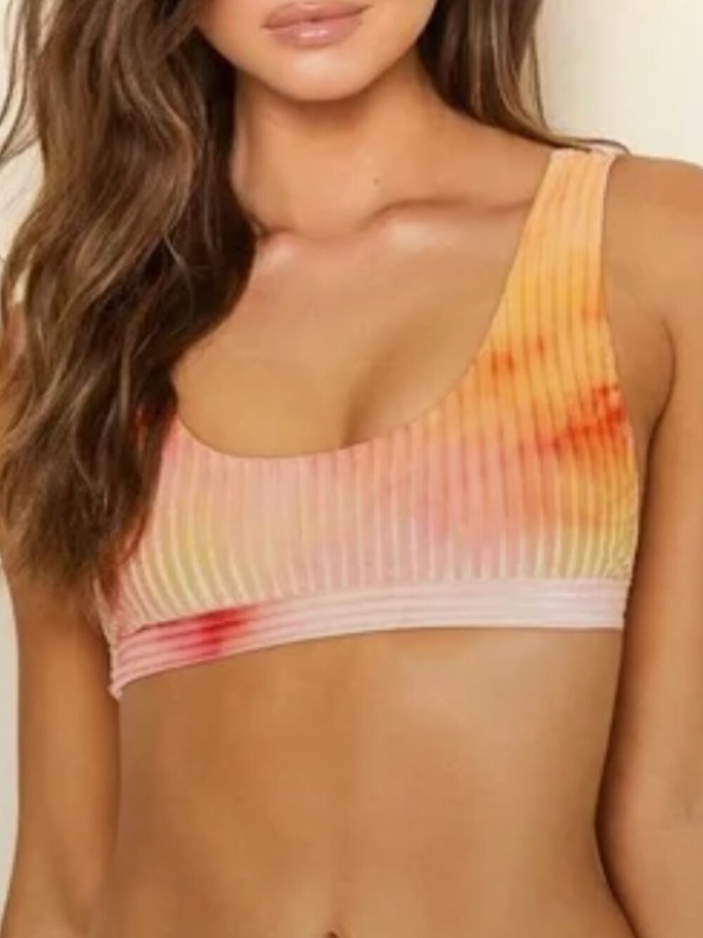 Dippin Daisys Pink Orange High-Rise Velvet Tie Dye Sunrise 2 Piece Bikini Small - Picture 11 of 15